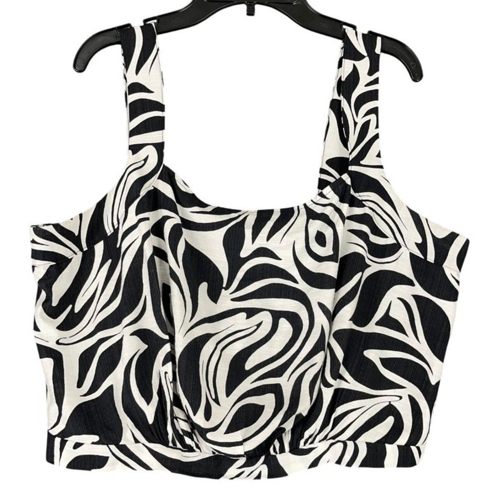 Rachel‎ Zoe Top Womens XL Black White Abstract Crop Tank Resort Chic Minimalist